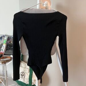 Black long sleeve bodysuit